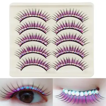

5 Pairs False Eyelashes Creative Rhinestone Fake Eyelashes Makeup Eyelashes Makeup Beauty Extension Tools for Performance