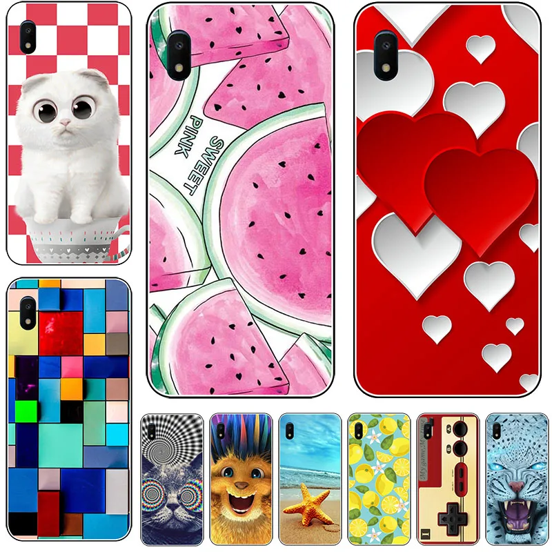 Phone Cases For Samsung Galaxy A10E A102 GalaxyA10E SM-A102U Black Leopard cat flower cartoon TPU Case |
