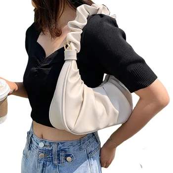 

Women Retro Shoulder Bag Elegant Cloud Hobo Handbag with Ruched Design for Party Wedding Dating
