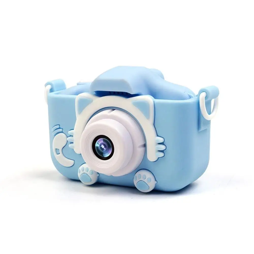 Двойная камера для детей, мини цифровая фотокамера для детей, мини-мультипликационная игрушка, полимерные литиевые аккумуляторы для игрушек в подарок - Цвет: blue