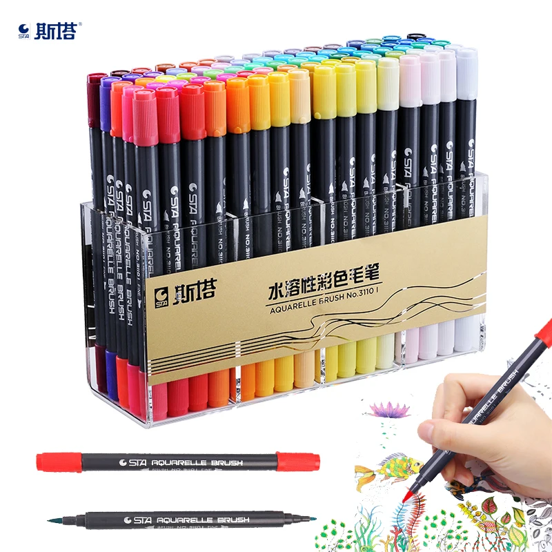 

12/24/36/48/80 color water-soluble double-head color sketch marker pen for painting design watercolor paint art supplies