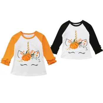 

Fashion Halloween Kids Baby Girl Cotton Unicorn Pumpkin Tops Long Sleeve T-shirt Clothes