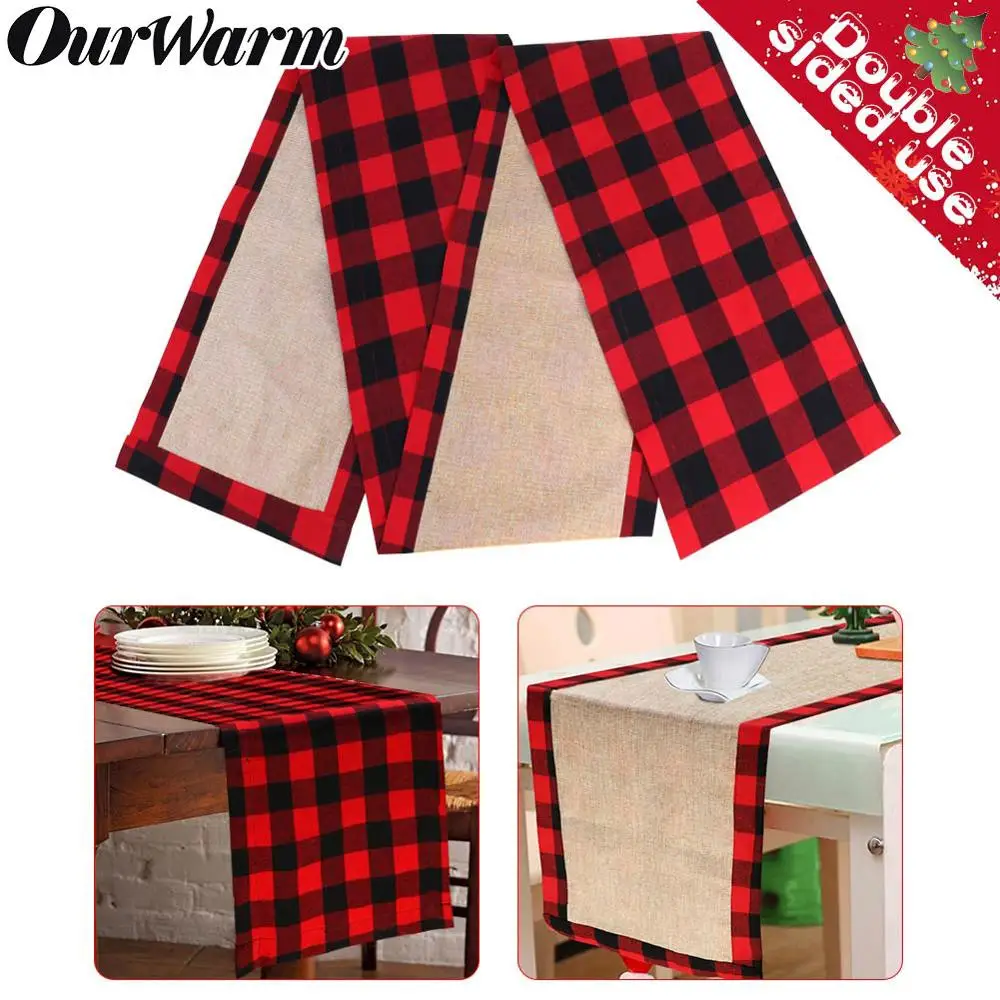 OurWarm 36x274 см буйвол плед Мешковина Рождество настольная дорожка салфетка