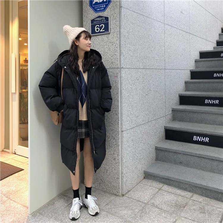 EAD loose Korean version of the thick warm cotton clothing women's long section autumn and winter coat Korean version of lo