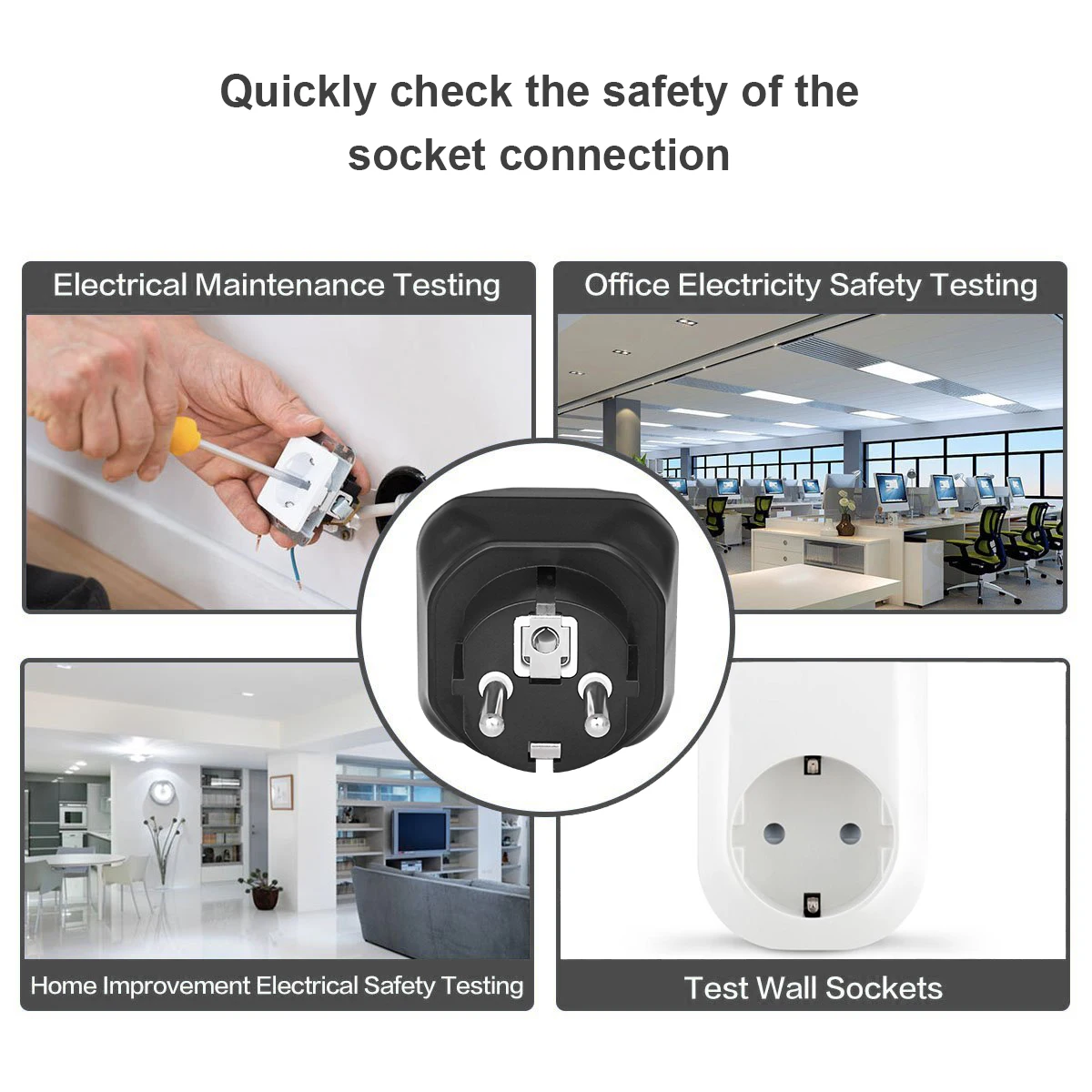 BSIDE AST01 Electric Socket Tester EU US UK AU Plug RCD GFCI Test  Outlet Ground Zero Line Plug Polarity Phase Wall Check 3