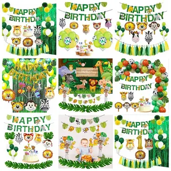 

Forest Animal Theme Party Decoration Animal Birthday Flag Party Suit Jungle Animal Aluminum Foil Balloon