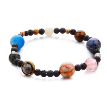 

Elastic Bracelet Fashion Cosmic Galaxy Eight Planets Natural Stone Bracelet women unique colorful beads Elastic Bracelet jewelry