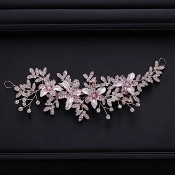 

New Wedding Hair Accessories Leaf Flower Rhinestone Crystal Headband Rose Gold Headdress Bride Tiara Wedding Hair Accessories