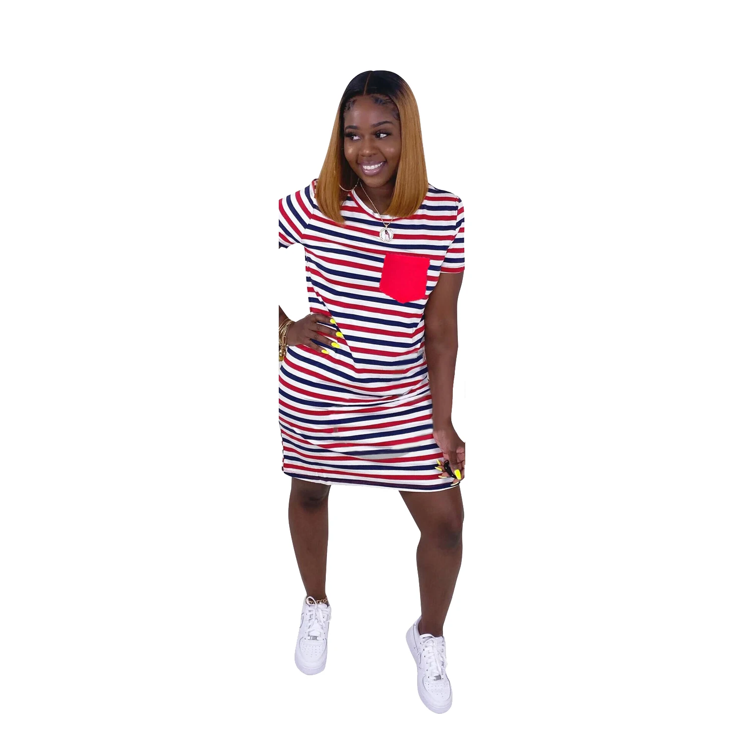 2020 Women Summer Fashion Dress Mini Dress Striped Print Short Sleeve Sexy Bandage Beach Night Club Party Dresses Vestido GL9248