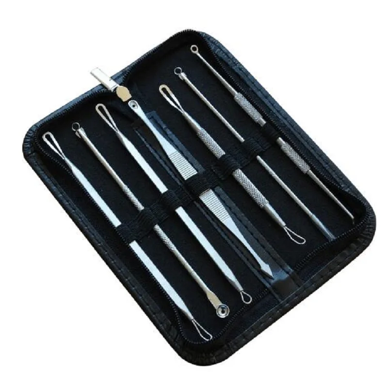 

new 7 Stainless Steel Blackhead Remover Tool Kit Whitehead Pimple Spot Comedone Acne Extractor Remover Popper Face Tool Kit