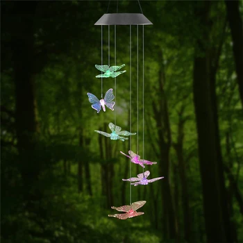 

Wind Chime Hanging Decoration Lamp LED Solar Light Powered Butterfly Wind Chimes Home Garden Light Outdoor Chime Decor Lamp