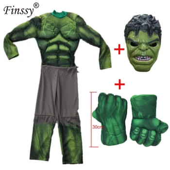 

Kids Christmas Birthday Gifts Avengers Hulk Cosplay Muscle Costumes including Masks Halloween Children Cosplay Costumes