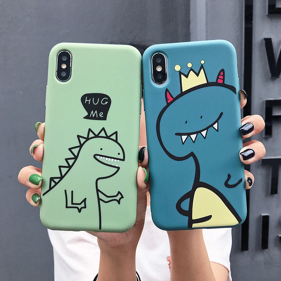 Cute Dinosaur Phone Case For iphone XS Max X XR 11 11Pro Max 8 7 6 S Plus 11Pro Case Soft Silicone Candy Color Back Cover