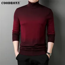 

Autumn Winter High Quality Gradient Color Long Sleeve Soft Knitwear Turtleneck Sweater Pullover Men COODRONY Brand Clothes C1258