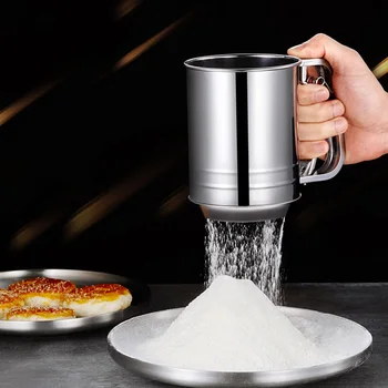 

Handheld stainless steel flour shaker Mesh Flour Bolt Sifter Mechanical Sieve Cup Icing Sugar Bake Tool Kitchen Bakeware Sifters