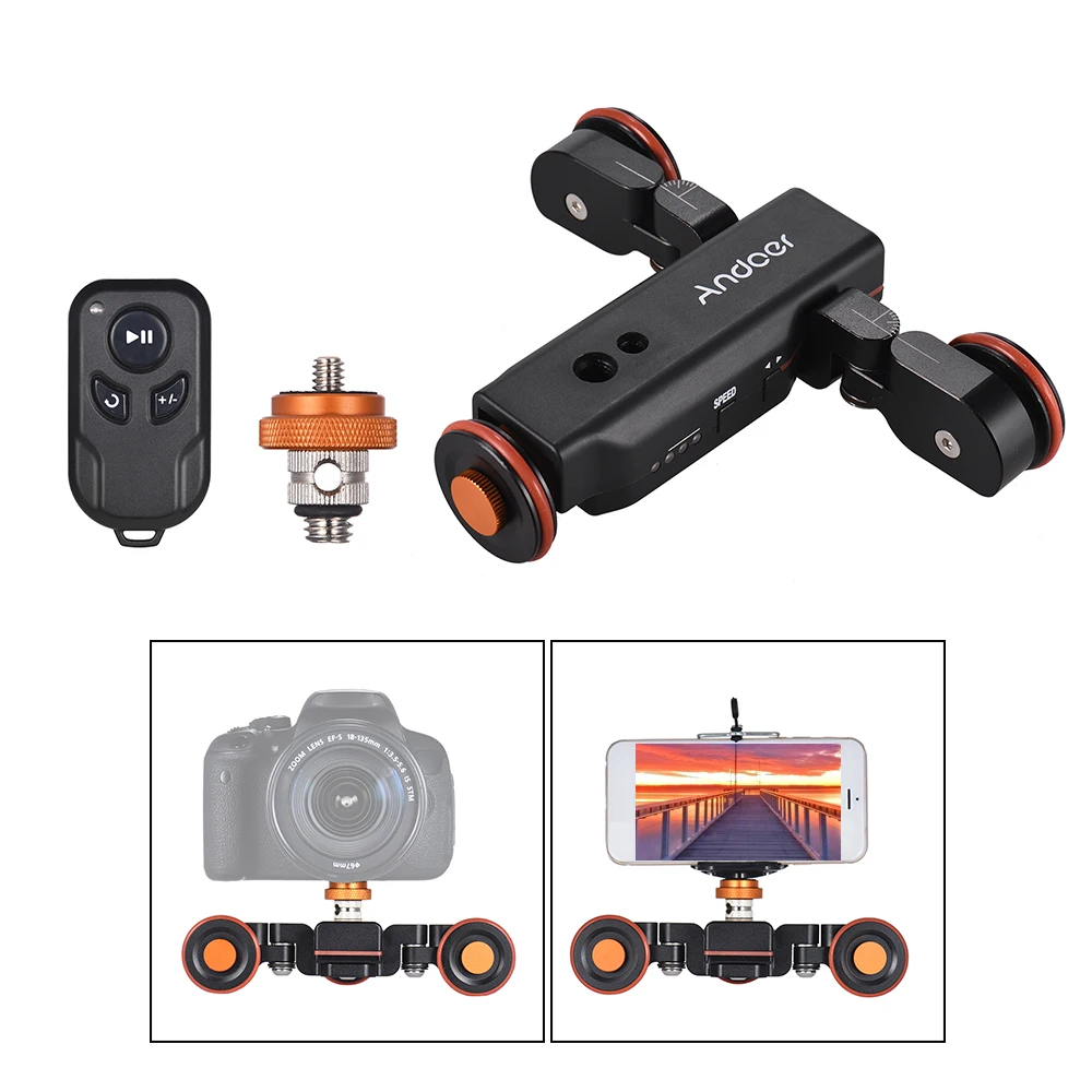 Black Andoer L4 PRO механизированная камера видео Долли трек слайдер дистанционное управление мини-ползунок Конькобежец для Canon Nikon sony DSLR камера телефон - Цвет: Black