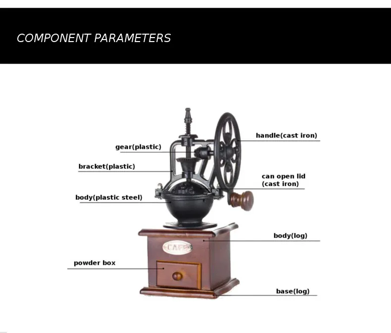 Классическая деревянная ручная кофемолка ручная чугунная ретро ручная работа кофейные бобы специи мини Кусачка шлифовальные машины кухонный инструмент