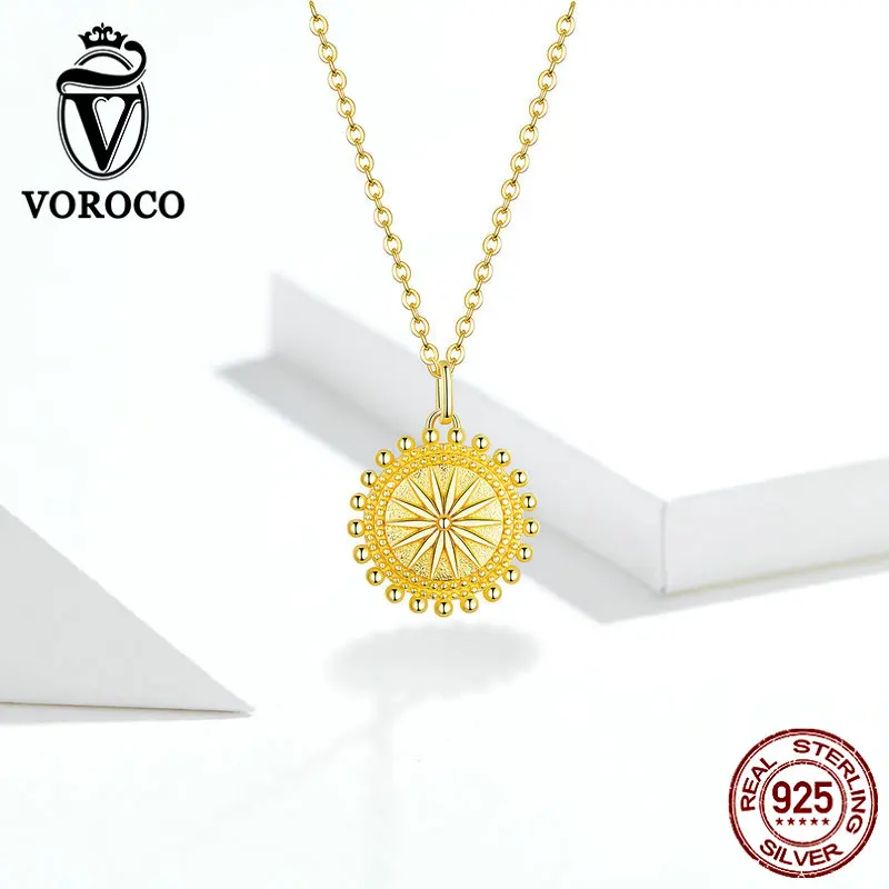 Voroco настоящий 925 пробы, Серебряная Золотая цепочка, ожерелье, Ретро стиль, Роскошная подвеска, ожерелье для женщин, хорошее ювелирное изделие BKN353
