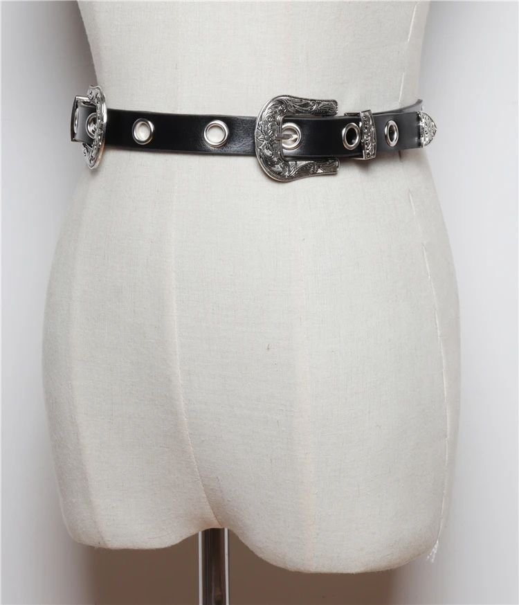 Лидер продаж Модные женские ремни старинный ремешок с застежкой на двойную металлическую джинсы с пряжкой дизайнерская Искусственная
