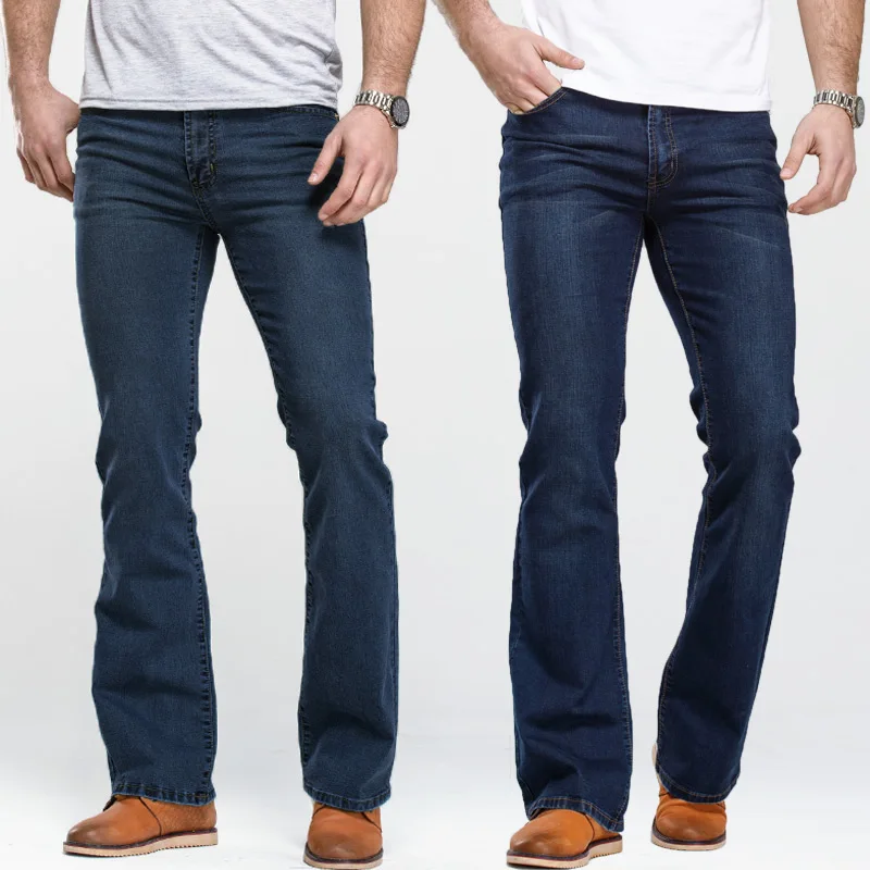 Mens Boot Cut Jeans Slightly Flared Slim Fit Famous Brand Blue Black jeans Designer Classic Male Stretch Denim jeans Mens Boot Cut Jeans Slightly Flared Slim Fit Famous Brand Blue Black jeans Designer Classic Male Stretch Denim jeans
