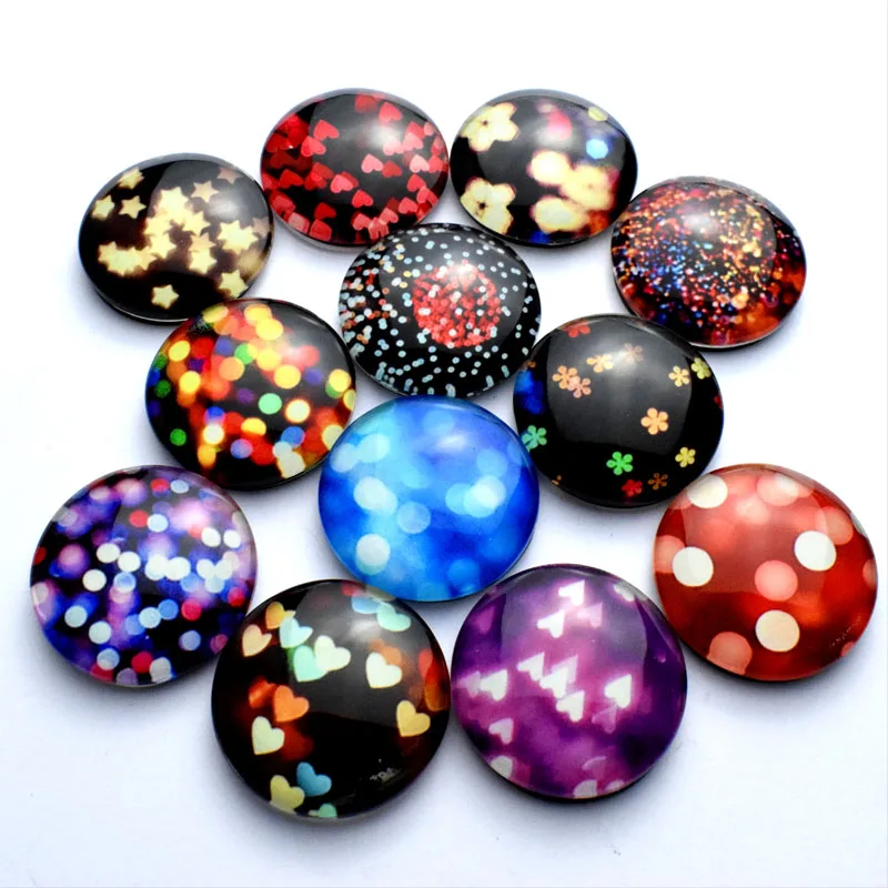 Love Heart 30MM Fridge Magnet Cartoon Flower Star Colorful Heart Glass Dome Magnetic Refrigerator Sticker Note Holder Home Decor