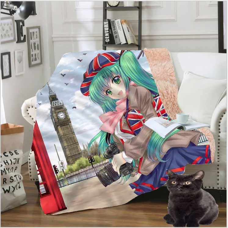 YOJULY Hatsune Мику Певица Стиль Дети взрослый 3D печатных одеяло диване пододеяльник теплое постельное белье модное офисное одеяло для короткого сна K01 - Цвет: 14