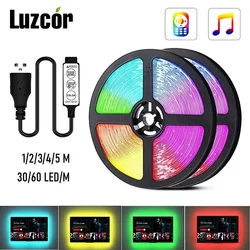 Bande lumineuse LED RGB 5050, Flexible, câble USB, 3 touches de commande, DC5V, 1M 2M 3M 4M 5M, rétro éclairage pour écran de bureau ou TV 