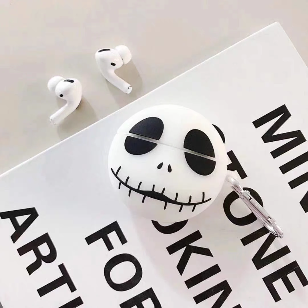 Светящийся силиконовый чехол для наушников для Apple Airpods Pro Conque Хэллоуин Fearsome Ghost с рисунком уникальные Airpods 3 чехол с крючком - Цвет: white