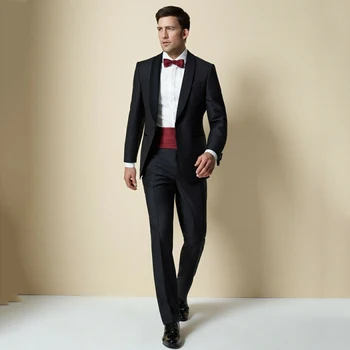 

Black Mens Wedding Suits 2020 Slim Fit Groom Wear Tuxedos Shawl Lapel Bridegroom Suit Groomsman Costume Homme 2Pcs Prom Wear