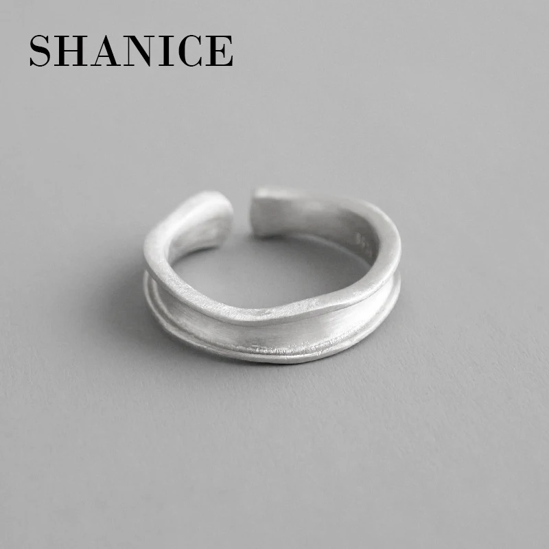 SHANICE INS 925 стерлингового серебра Открытое кольцо кольца на палец для женщин неправильной поверхности матовый рисунок дамы кольцо Модные ювелирные изделия