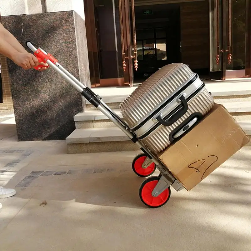 Folding Portable Pull Rod Trolley Trolley Load Truck Home Shopping Vegetable Car Outdoor Luggage Car Trailer
