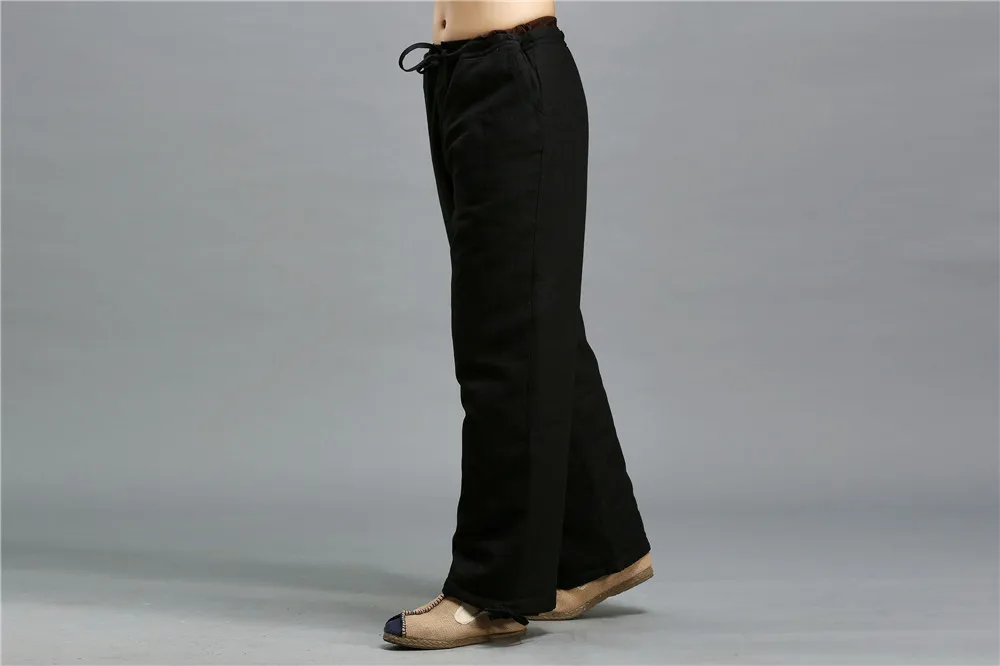 Ma Fan Autumn And Winter New Style Linen Casual Pants Elastic Drawstring Cotton-padded Trousers Ethnic-Style Men's Trousers