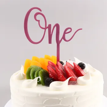 

First 1st Birthday Acrylic "One" Cake Topper for baby shower Party Decoration Colorful Lovely Valentine's Day Dessert Decoration