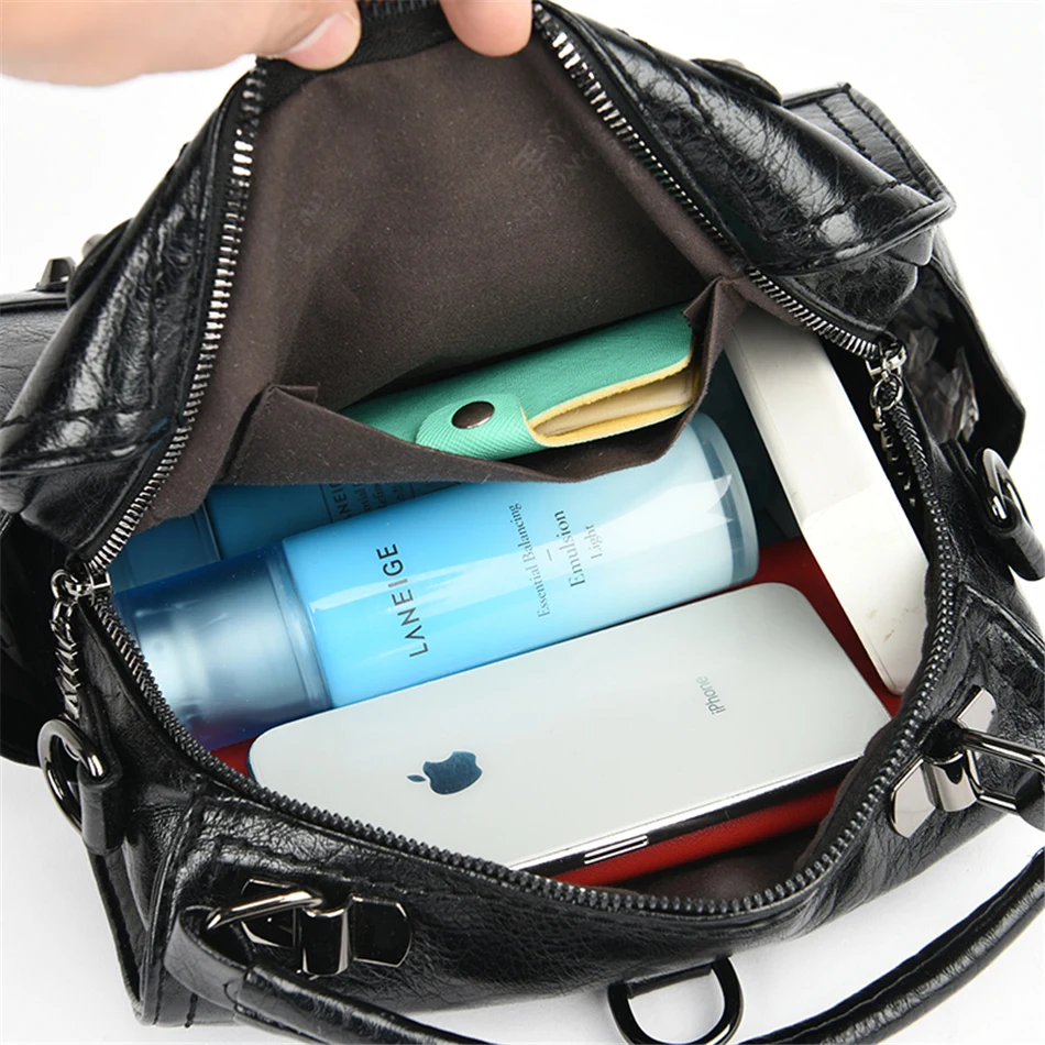 

Mochila Feminina Back Pack Soft Leather Women Backpack High Quality Rivet Bagpack Ladies Hand Shoulder Bags for Women 2019 Sac