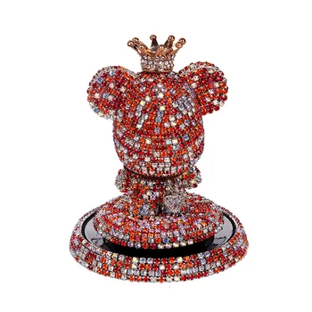 

Cute Bling Bling Bear Miniature Figurines Pink Rhinestone Car Accessories Home Room Decoration Accessories Gift for Girl Friend