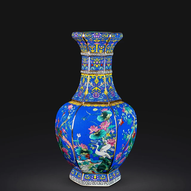 Enamel large size floor vase Jingdezhen new Chinese classical home decoration in living room antique ceramic ornament 3