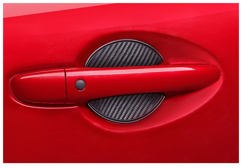 4PCS TPU Carbon Fiber Style Outer Door Bowl Sticker Car Decoration Protective Auto Accessories For Toyota C-HR RAV4 For Mazda