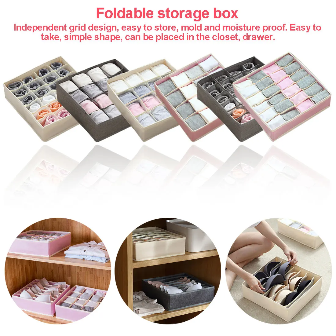 

Multi-function Home Storage Organizer Washable Underwear Storage Box Foldable 7 16 24 Grids Bras Socks Drawer Organizer