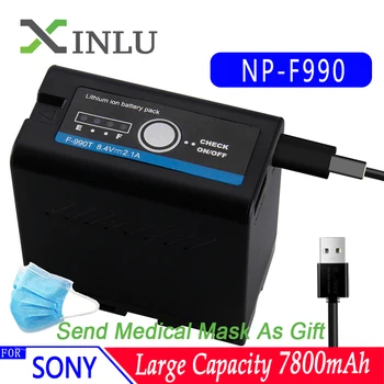 

7800mAh NP-F990 NP F990 Camera Battery For Sony Camcorder HXR-MC1500C NEX-EA50 DSR-PD198P HVR-Z7C NX3 5 LED Light Fast charger