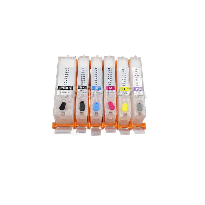 6pcs cartridges CISSPLAZA PGI-980 CLI-981 PGI980 CLI981 многоразовый картридж совместим с Canon PIXMA TS8190 TS8195 принтер с чипом - Цвет: 6pcs cartridges