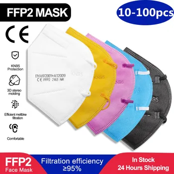 

Adult Black FFP2 5 Layers Face Mask KN95 Respirator Protective Mask Face KN95 Against Pollution Dustproof Masks FAST SHIPPING