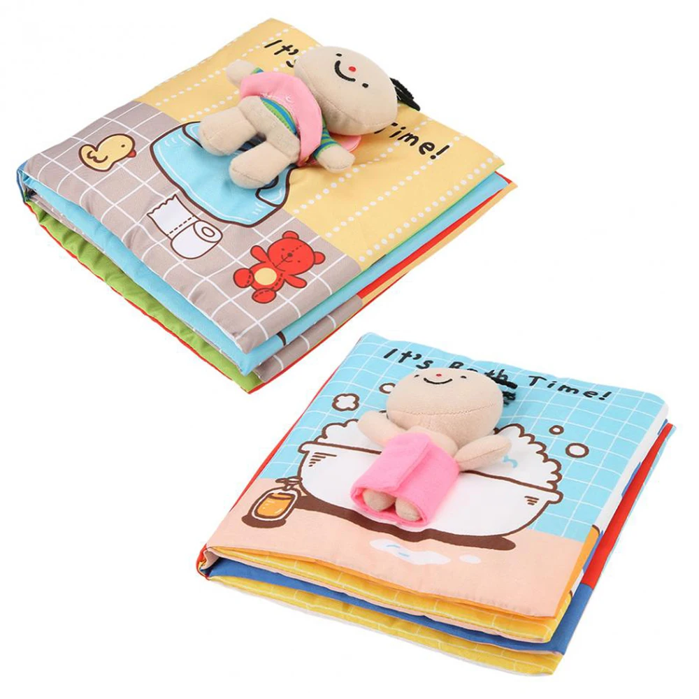 

Baby Cloth Book Bath Toilet Cartoon Infant Early Learning Educational Story Quiet Book Soft Washable Unfolding Toy Activity Book