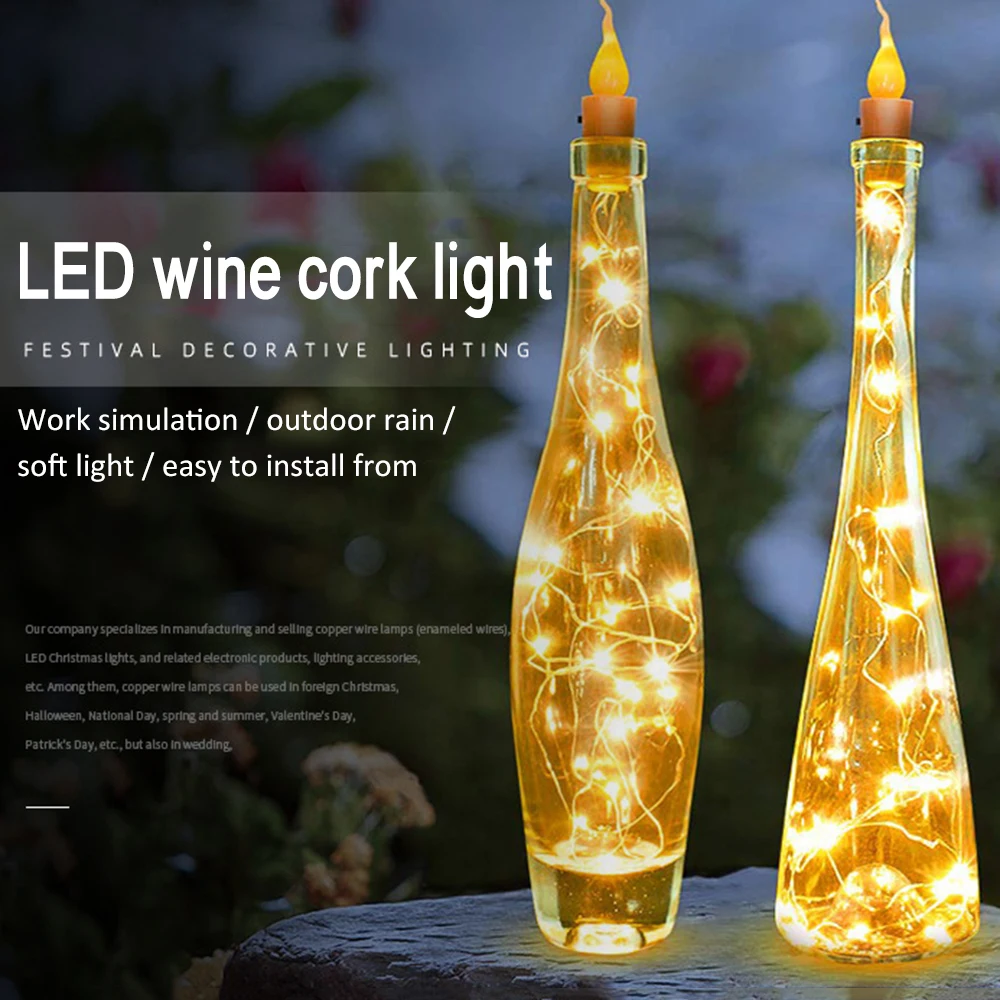 

1M/2M Solar Power LED String Lights DIY Fairy Wine Bottle Cork Light 10/20 LEDs Garland Hanging Lights for Christmas Halloween