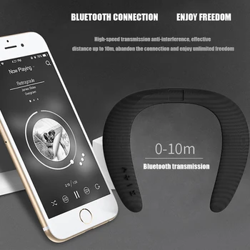

Portable Bluetooth Neckband Dual Speakers Wearable Wireless 3D Stereo Sound Loudspeaker FM Radio Card USB Disk Handsfree Call