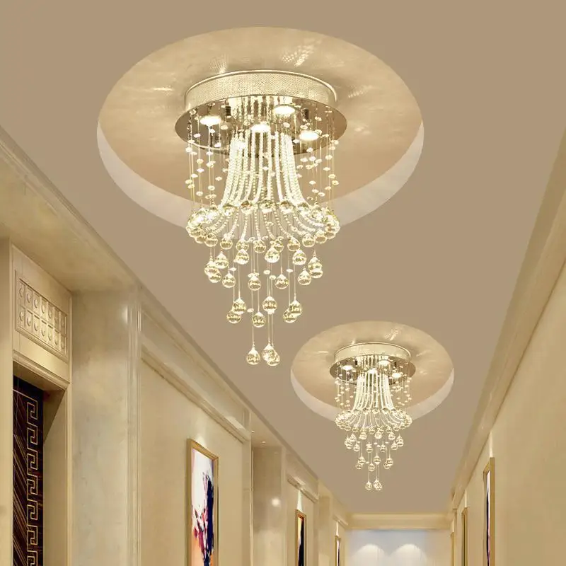 

Modern Corridor Lamps Circular Cloakroom Cristal Ceiling Decoration Balcony Light Fixtures Hallway Crystal Led Ceiling Lamp