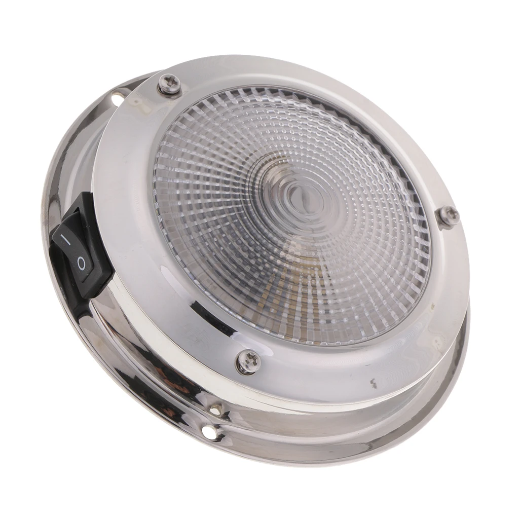 12V 10W Boat Interior Ceiling Dome Lights Surface Mount w/ On Off Switch for RV Motorhomes Camper Caravan Trailer (Warm White)