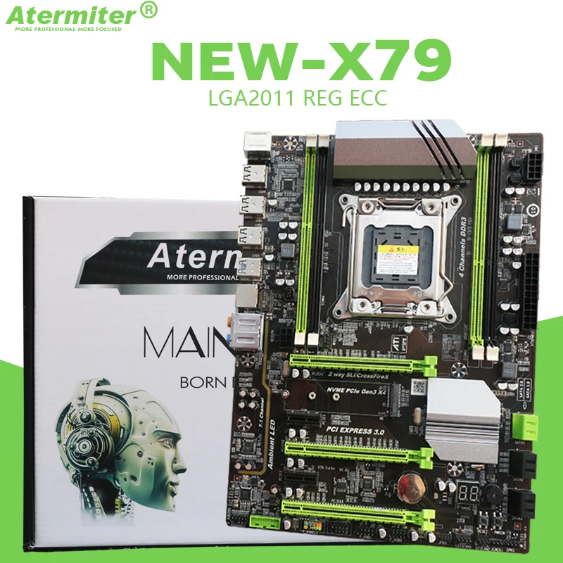Atermiter X79 Turbo материнская плата LGA2011 ATX combos E5 2650 V2 cpu 4 шт. x 4 ГБ = 16 ГБ DDR3 ram 1866 МГц PC3 1490R PCI-E NVME M.2 SSD