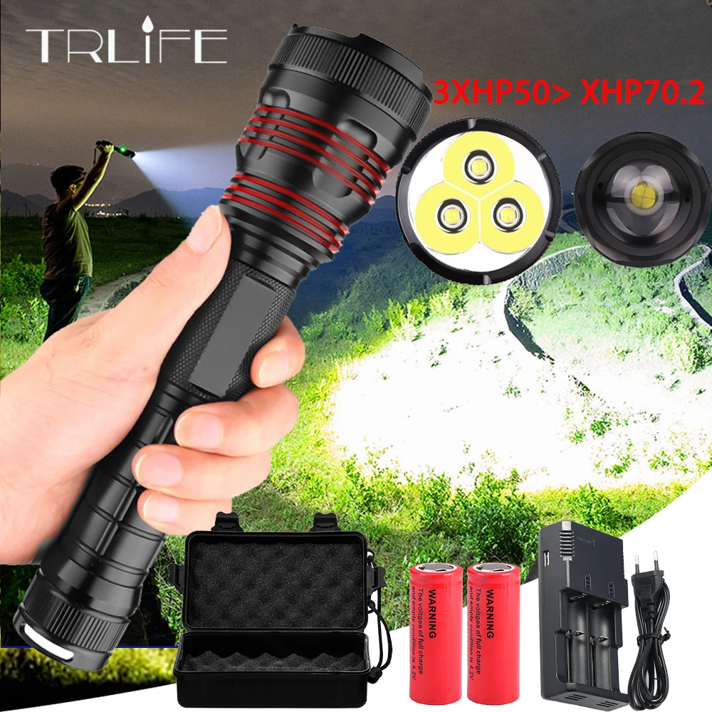 

XHP50 LED Flashlight Tactical Light Powerful 18650 USB Rechargeable P50 Torch Xlamp 26650 Hunting Lamp Waterproof