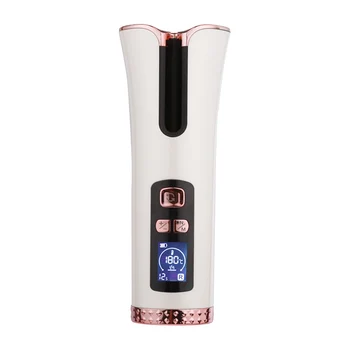 

Auto Rotating Ceramic Hair Curler USB chargeable Wireless Curling Iron LCD Display Temperature Adjustable Curling Styling Tool
