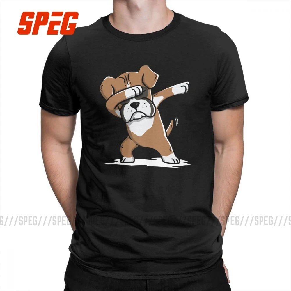 Dabbing Boxer Funny T-Shirts Man's Short Sleeved Novelty Dog Tee Shirt Crew Neck Purified Cotton Tops Plus Size T |